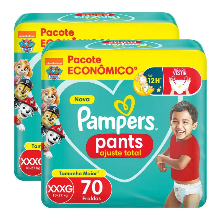 Kit 2 Fraldas Pants Ajuste Total Max XXXG 70 unidades