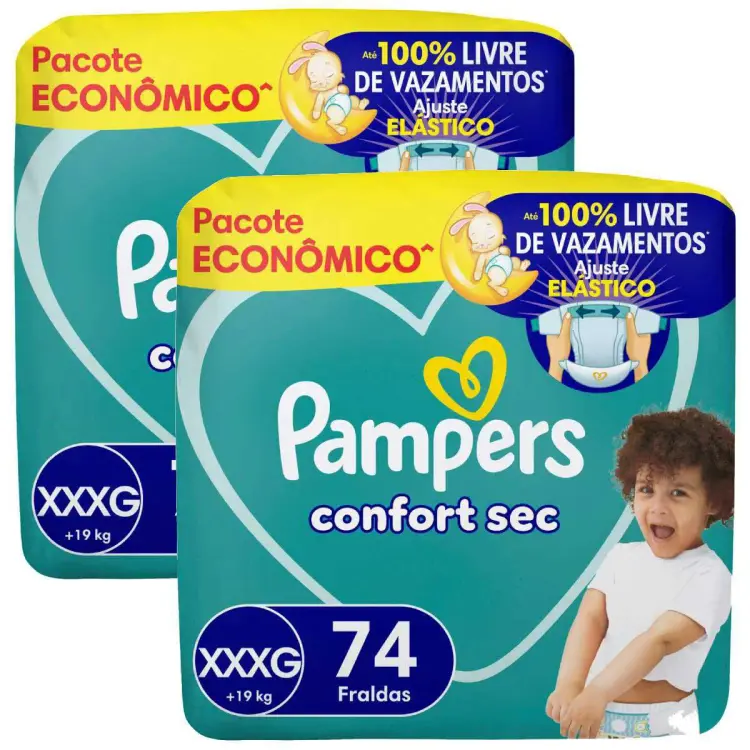 Kit 2 Fraldas Confort Sec XXXG 74 unidades